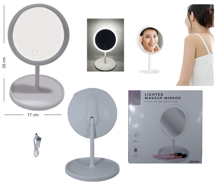 Espejo led USB luz regulable
