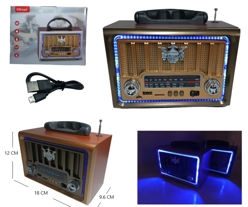 Radio vintage FM/USB/TF CARD recargable