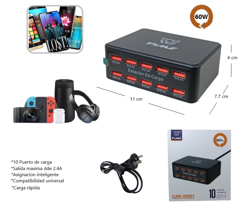 Estación de carga 10 puertos USB