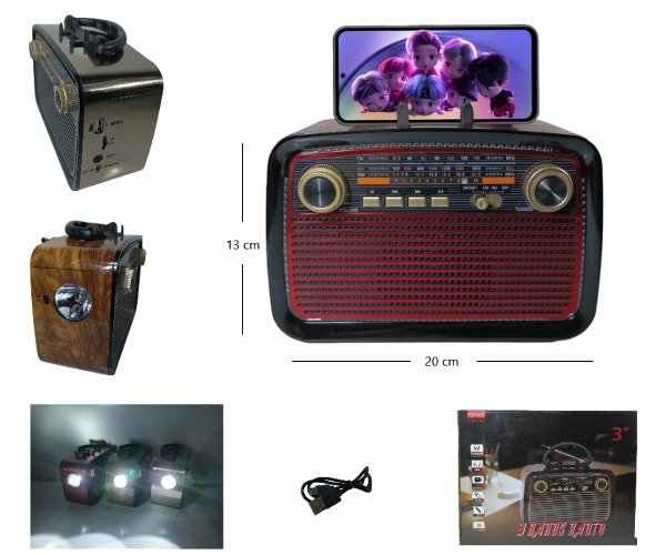 RADIO AM/FM 3PLG 3 BANDAS BLUETOOH RECARGABLE