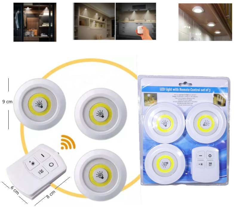 SET LUZ LED  PLACARD X3 COB AAA C/CONTROL
