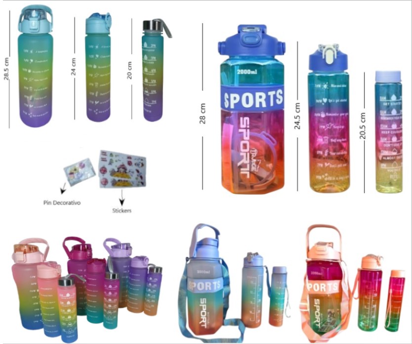 Botella motivacional x 3