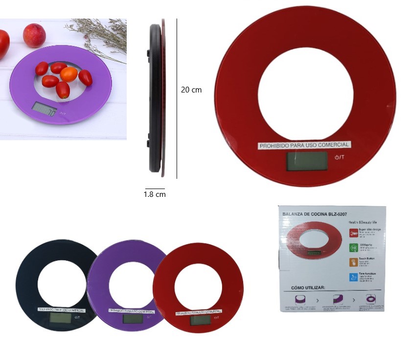 BALANZA DE VIDRIO DE COCINA DE 1gr-a-5000grs