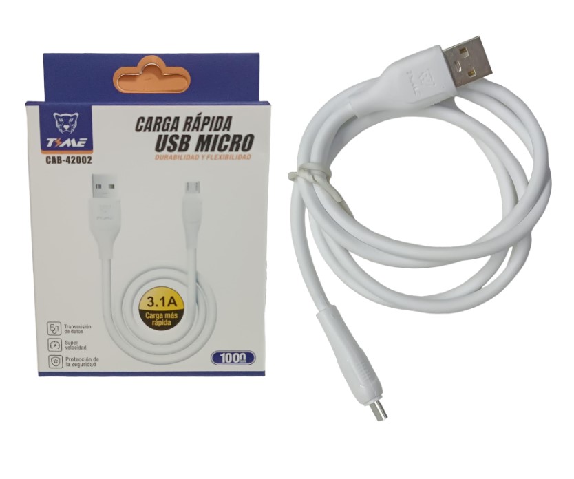 CABLE DATOS USB V8 TIME 3.1A BLANCO