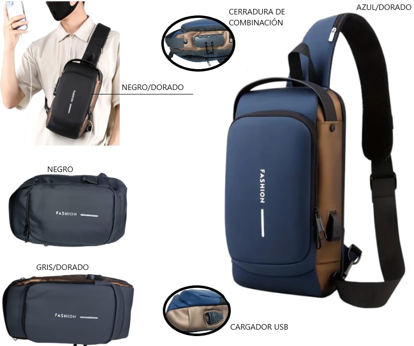 MOCHILA PECHERA ANTIROBO CON CLAVE 