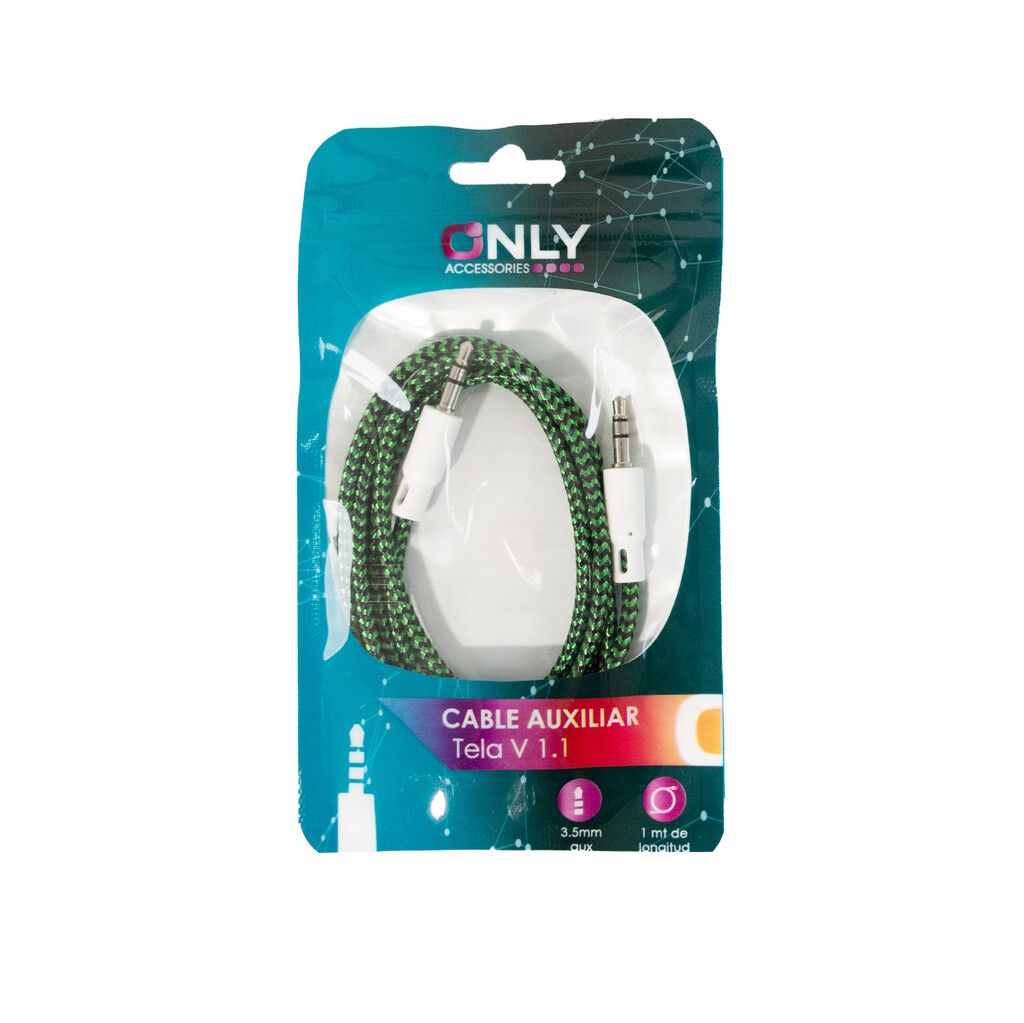 Cable auxiliar mallado en bolsa verde