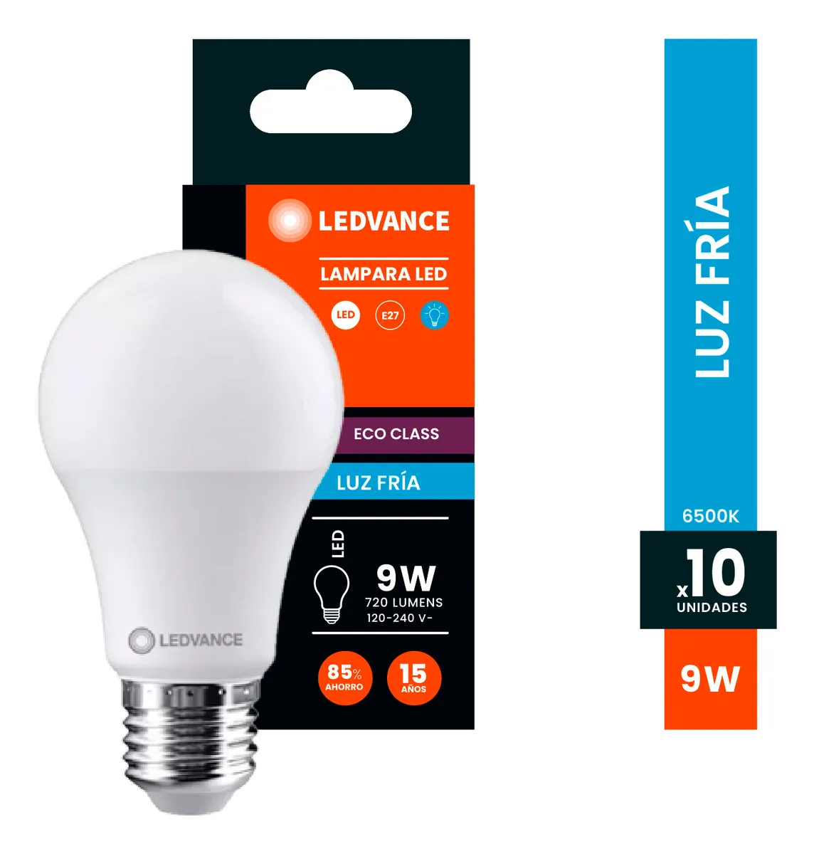Pack x 10 Foco ledvance 9w